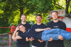 Vier für 47! Das Quartett Jonas Dieseler, Paul Krüger, Kevin Owczarek und Luis Millgramm (liegend) beleiben Lichtenberg erhalten.