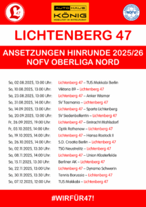 Lichtenbergs Termin der Hinrunde in der Spielzeit 25/26.